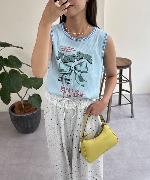 HELLO.SANFRANCISCO（ハローサンフランシスコ）の「【HELLO.SANFRANCISCO/ハローサンフランシスコ】アソート柄レオパードパイピングタンク（キャミソール・レディース・イエロー/オフホワイト/オレンジ/サックスブルー・ONE SIZE）」の16枚目の写真