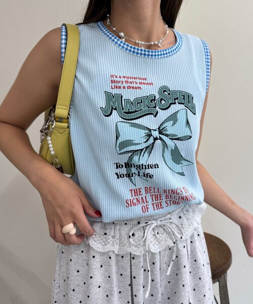 HELLO.SANFRANCISCO（ハローサンフランシスコ）の「【HELLO.SANFRANCISCO/ハローサンフランシスコ】アソート柄レオパードパイピングタンク（キャミソール・レディース・イエロー/オフホワイト/オレンジ/サックスブルー・ONE SIZE）」の18枚目の写真