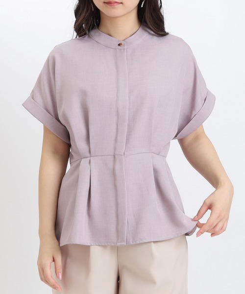 TRUDEA（トルディア）の「ドライタッチペプラムブラウス（シャツ/ブラウス・レディース・チャコールグレー/グレイッシュベージュ/ラベンダー・MEDIUM/LARGE）」の3枚目の写真