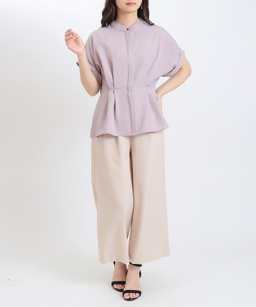 TRUDEA（トルディア）の「ドライタッチペプラムブラウス（シャツ/ブラウス・レディース・チャコールグレー/グレイッシュベージュ/ラベンダー・MEDIUM/LARGE）」の5枚目の写真