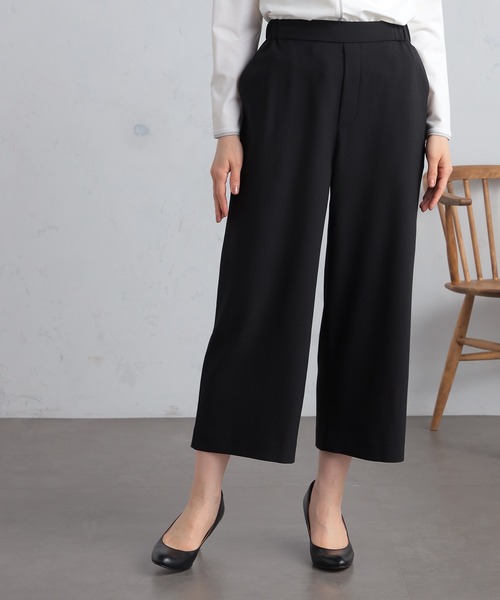 GALLORIA（ギャローリア）の「【キレメクパンツ】２wayストレッチ　さらっと快適　麻調ワイドパンツ（その他パンツ・レディース・ライトベージュ/ブラック/ネイビー/ライトブルー・LL/S/M/L）」の3枚目の写真