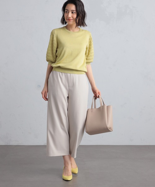 GALLORIA（ギャローリア）の「【キレメクパンツ】２wayストレッチ　さらっと快適　麻調ワイドパンツ（その他パンツ・レディース・ライトベージュ/ブラック/ネイビー/ライトブルー・LL/S/M/L）」の9枚目の写真