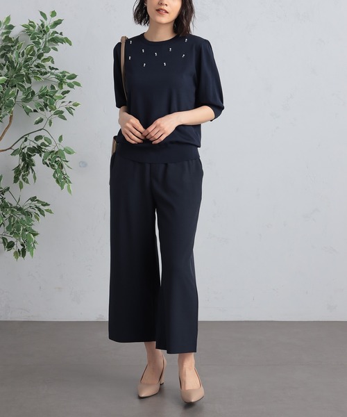 GALLORIA（ギャローリア）の「【キレメクパンツ】２wayストレッチ　さらっと快適　麻調ワイドパンツ（その他パンツ・レディース・ライトベージュ/ブラック/ネイビー/ライトブルー・LL/S/M/L）」の20枚目の写真