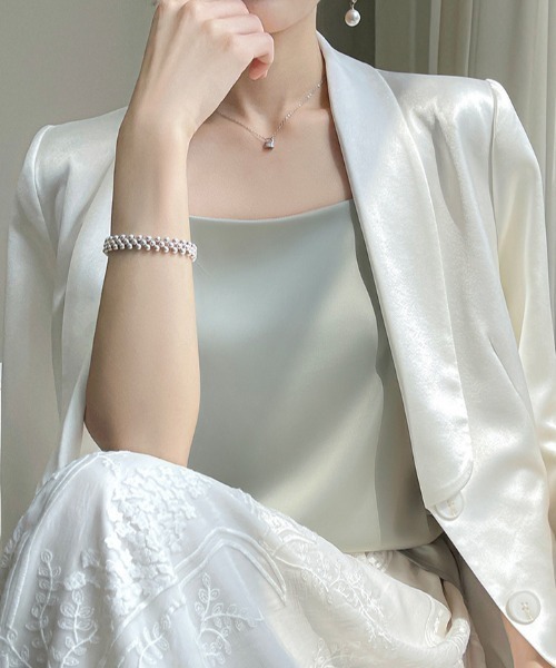 gossip!ロサンゼルス(ゴシップロサンゼルス)の「バッククロス ダブルストラップキャミソール(ストレート)(キャミソール・レディース・ブラック/オフホワイト/ホワイト/ライトグリーン・S/M)」の13枚目の写真
