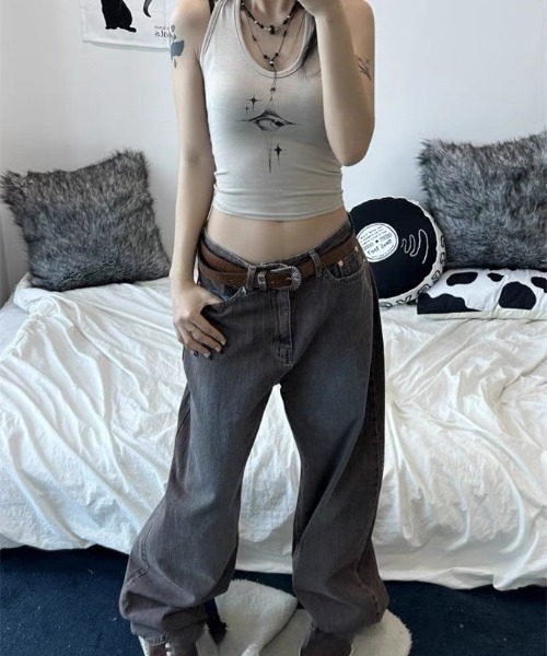 VIBGYOR（ヴィブジョー）の「【LAMPOON】アイプリントホルタータンクトップ（タンクトップ・レディース・ベージュ/ブラック・LARGE/MEDIUM）」の8枚目の写真