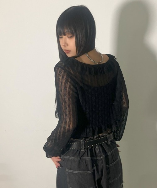 .KOM(ドットコム)の「A'GEM/9 × .kom 『.KOM/ドットケーオーエム』 レースカーディガン(カーディガン/ボレロ・レディース・ブラック/アイボリー・FREE)」の14枚目の写真