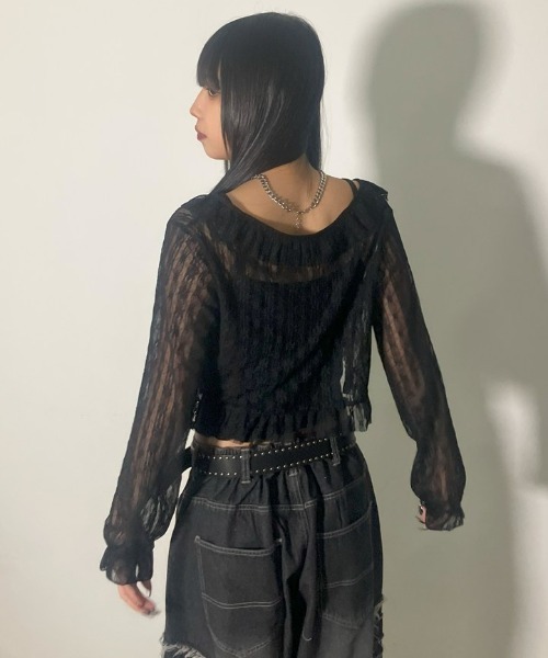 .KOM(ドットコム)の「A'GEM/9 × .kom 『.KOM/ドットケーオーエム』 レースカーディガン(カーディガン/ボレロ・レディース・ブラック/アイボリー・FREE)」の15枚目の写真