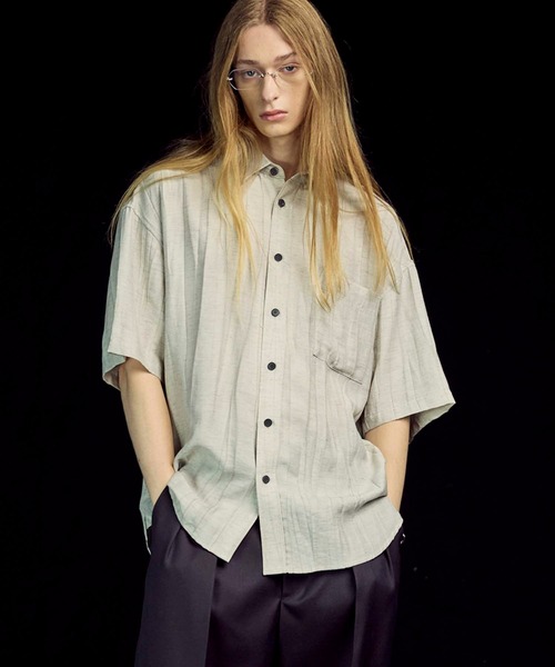 UNISEX》Sheer Linen Prime-Over Short Sleeve Shirt/シアー