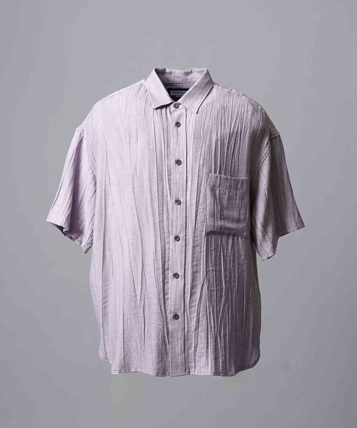 MAISON SPECIAL（メゾンスペシャル）の「《UNISEX》Sheer Linen Prime-Over Short Sleeve Shirt/シアーリネンプライムオーバーショートスリーブシャツ【MAISON SPECIAL/メゾンスペシャル】（シャツ/ブラウス・メンズ・パープル/グレー/ブラック・2/1）」の13枚目の写真