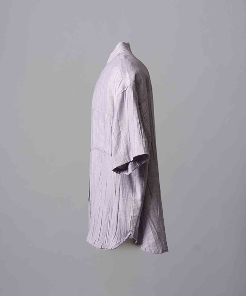 MAISON SPECIAL（メゾンスペシャル）の「《UNISEX》Sheer Linen Prime-Over Short Sleeve Shirt/シアーリネンプライムオーバーショートスリーブシャツ【MAISON SPECIAL/メゾンスペシャル】（シャツ/ブラウス・メンズ・パープル/グレー/ブラック・2/1）」の14枚目の写真