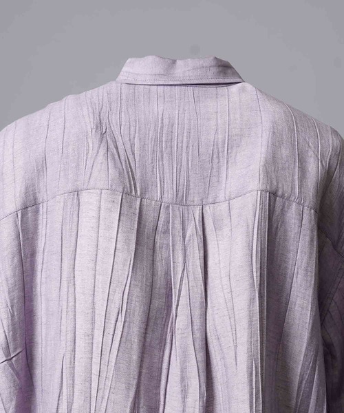 MAISON SPECIAL（メゾンスペシャル）の「《UNISEX》Sheer Linen Prime-Over Short Sleeve Shirt/シアーリネンプライムオーバーショートスリーブシャツ【MAISON SPECIAL/メゾンスペシャル】（シャツ/ブラウス・メンズ・パープル/グレー/ブラック・2/1）」の20枚目の写真