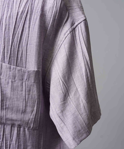 MAISON SPECIAL（メゾンスペシャル）の「《UNISEX》Sheer Linen Prime-Over Short Sleeve Shirt/シアーリネンプライムオーバーショートスリーブシャツ【MAISON SPECIAL/メゾンスペシャル】（シャツ/ブラウス・メンズ・パープル/グレー/ブラック・2/1）」の18枚目の写真