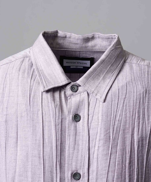 MAISON SPECIAL（メゾンスペシャル）の「《UNISEX》Sheer Linen Prime-Over Short Sleeve Shirt/シアーリネンプライムオーバーショートスリーブシャツ【MAISON SPECIAL/メゾンスペシャル】（シャツ/ブラウス・メンズ・パープル/グレー/ブラック・2/1）」の16枚目の写真