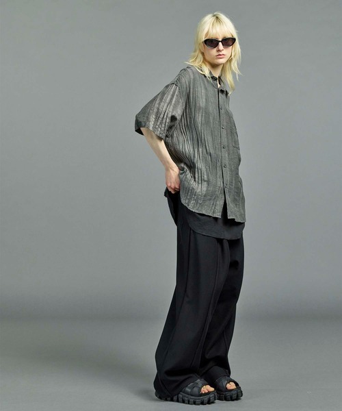 UNISEX》Sheer Linen Prime-Over Short Sleeve Shirt/シアー