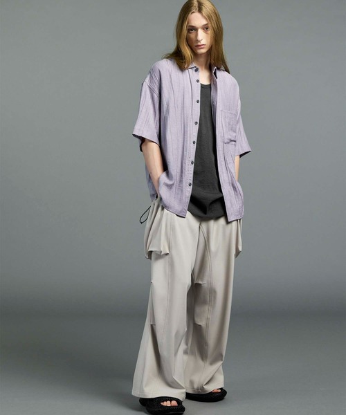 UNISEX》Sheer Linen Prime-Over Short Sleeve Shirt/シアー