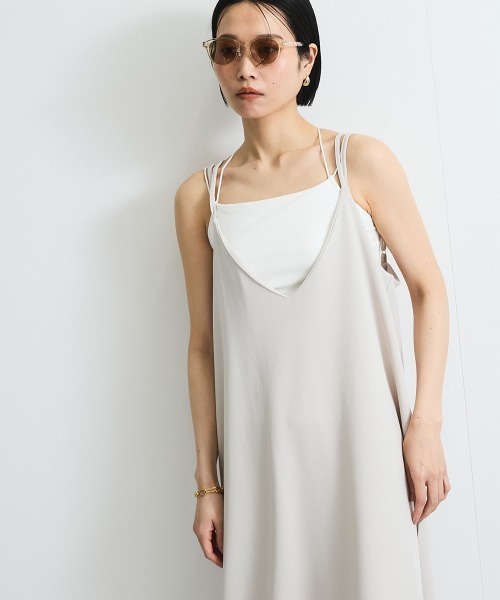 VICKY(ビッキー)の「カットジョーゼットキャミワンピース≪手洗い可能≫(ワンピース・レディース・ブラック/オフホワイト・M)」の6枚目の写真
