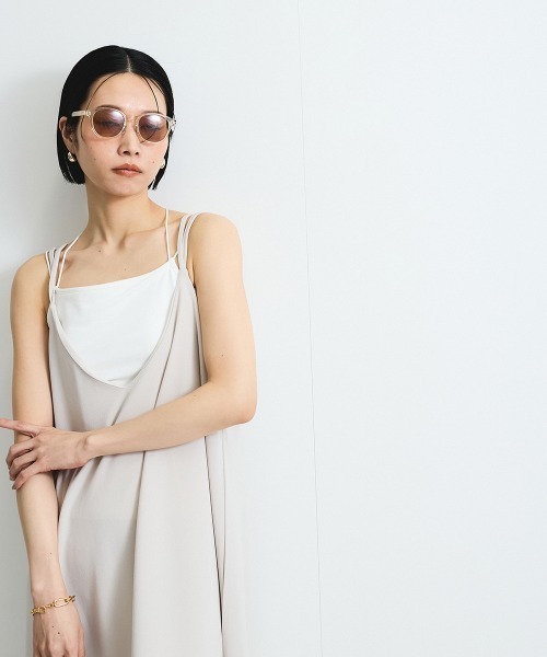 VICKY(ビッキー)の「カットジョーゼットキャミワンピース≪手洗い可能≫(ワンピース・レディース・ブラック/オフホワイト・M)」の7枚目の写真