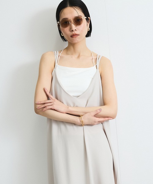 VICKY(ビッキー)の「カットジョーゼットキャミワンピース≪手洗い可能≫(ワンピース・レディース・ブラック/オフホワイト・M)」の8枚目の写真