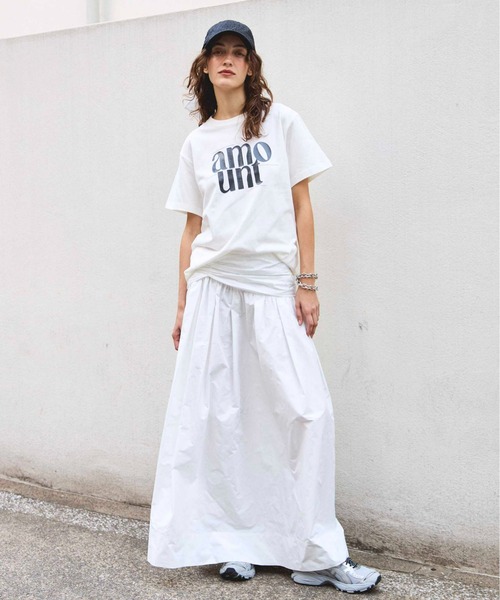 MAISON SPECIAL（メゾンスペシャル）の「amount T-shirt/amount Tシャツ【MAISON SPECIAL/メゾンスペシャル】（Tシャツ/カットソー・レディース・グレー/チャコールグレー/ブルー/ホワイト/レッド・FREE）」の6枚目の写真