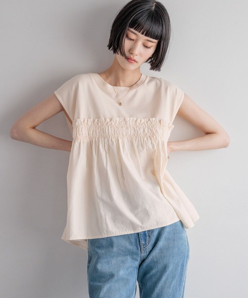 LOWRYS FARM（ローリーズファーム）の「ピグメントキリカエチュニック　451976（Tシャツ/カットソー・レディース・アイボリー/チャコールグレー・SHORT/LONG）」の7枚目の写真