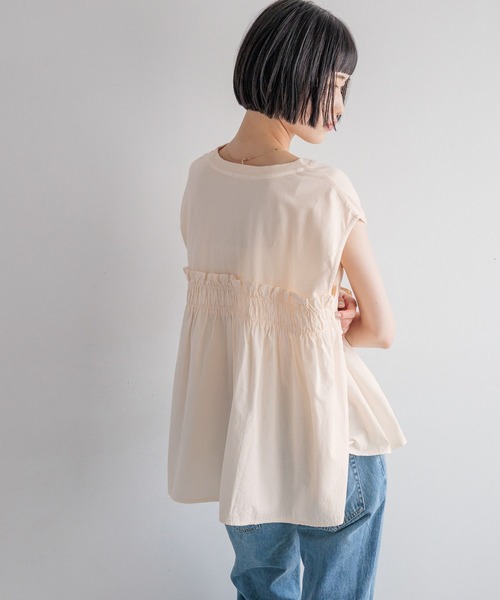 LOWRYS FARM（ローリーズファーム）の「ピグメントキリカエチュニック　451976（Tシャツ/カットソー・レディース・アイボリー/チャコールグレー・SHORT/LONG）」の8枚目の写真