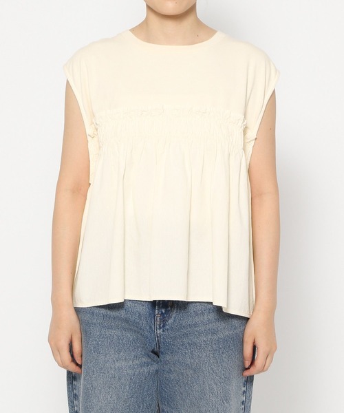 LOWRYS FARM（ローリーズファーム）の「ピグメントキリカエチュニック　451976（Tシャツ/カットソー・レディース・アイボリー/チャコールグレー・SHORT/LONG）」の15枚目の写真