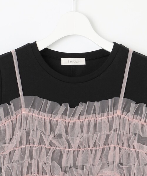 Feroux(フェルゥ)の「【洗える】チュールキャミレイヤード カットソー ワンピース(ワンピース・レディース・サックスブルー系/ブラック系・F)」の14枚目の写真