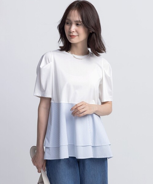 組曲(クミキョク)の「シャツコンビティアード カットソー(Tシャツ/カットソー・レディース・アイボリー系1/ネイビー系/アイボリー系2・3/2)」の8枚目の写真