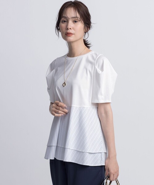組曲(クミキョク)の「シャツコンビティアード カットソー(Tシャツ/カットソー・レディース・アイボリー系1/ネイビー系/アイボリー系2・3/2)」の16枚目の写真