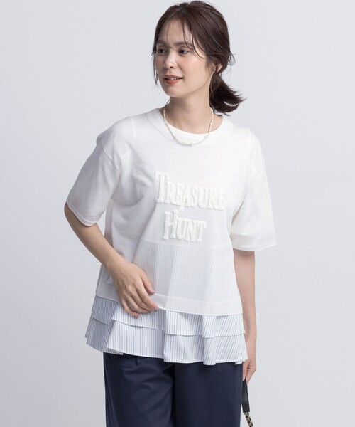 組曲(クミキョク)の「シャツコンビティアード カットソー(Tシャツ/カットソー・レディース・アイボリー系1/ネイビー系/アイボリー系2・3/2)」の19枚目の写真