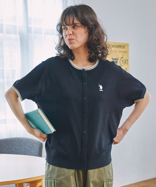 SINSSニットポロカーディガン　M チャコール Knit polo cardigan / ニットポロカーディガン（カーディガン