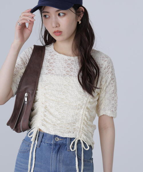 FREE'S MART(フリーズマート)の「ストレッチレースドロストトップス(Tシャツ/カットソー・レディース・ブラック/ピンク/ホワイト・FREE)」の17枚目の写真