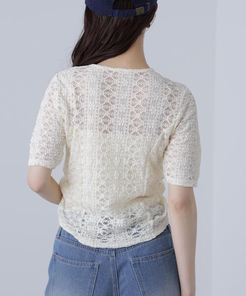 FREE'S MART(フリーズマート)の「ストレッチレースドロストトップス(Tシャツ/カットソー・レディース・ブラック/ピンク/ホワイト・FREE)」の9枚目の写真