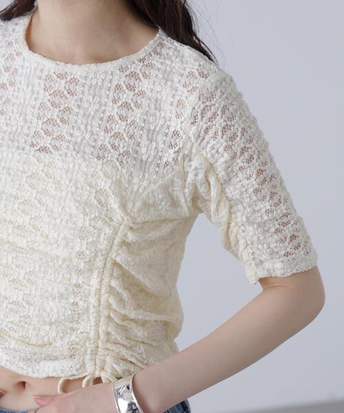 FREE'S MART(フリーズマート)の「ストレッチレースドロストトップス(Tシャツ/カットソー・レディース・ブラック/ピンク/ホワイト・FREE)」の11枚目の写真