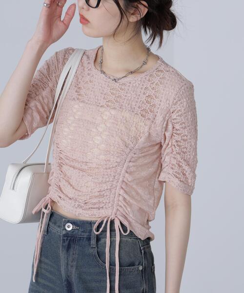 FREE'S MART(フリーズマート)の「ストレッチレースドロストトップス(Tシャツ/カットソー・レディース・ブラック/ピンク/ホワイト・FREE)」の17枚目の写真