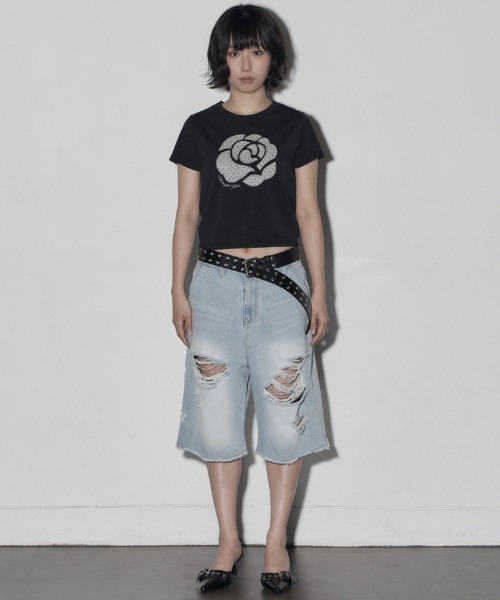 tシャツ A'GEM/9 × .kom 「MIDNIGHT MOVE/ミッドナイトムーブ」 DOT ROSE T-SHIRT/ドット ローズ半袖Tシャ A'GEM/9 × .kom 『MIDNIGHT MOVE/ミッドナイトムーブ』 DOT ROSE