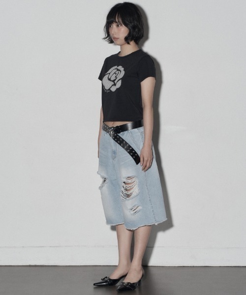 Midnight Move（ミッドナイトムーブ）の「A'GEM/9 × .kom 『MIDNIGHT MOVE/ミッドナイトムーブ』 DOT ROSE T-SHIRT/ドット ローズ半袖Tシャツ（Tシャツ/カットソー・レディース・ホワイト/ブラック/レッド・FREE）」の16枚目の写真