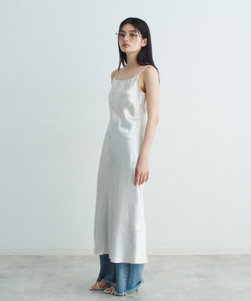 CODE A(コードエー)の「ribbon cami dress(ワンピース・レディース・ブラック/ホワイト/ライトグレー・00)」の18枚目の写真