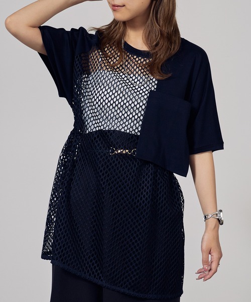 c/est（シーエ）の「c/est/シーエ RITA メッシュトップス 秋物 秋服 2026年秋冬（Tシャツ/カットソー・レディース・ネイビー・FREE）」の8枚目の写真