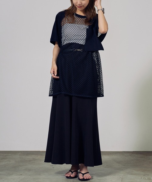 c/est（シーエ）の「c/est/シーエ RITA メッシュトップス 秋物 秋服 2026年秋冬（Tシャツ/カットソー・レディース・ネイビー・FREE）」の10枚目の写真
