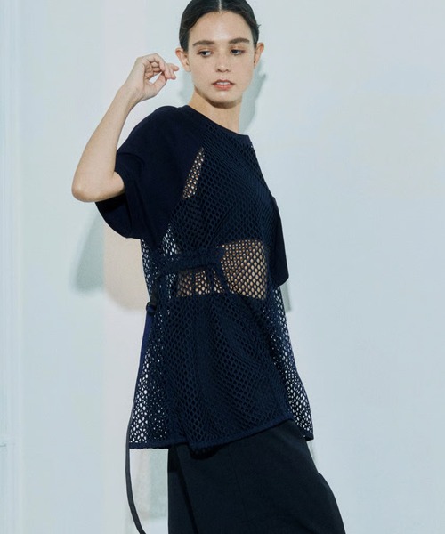 c/est（シーエ）の「c/est/シーエ RITA メッシュトップス 秋物 秋服 2026年秋冬（Tシャツ/カットソー・レディース・ネイビー・FREE）」の16枚目の写真