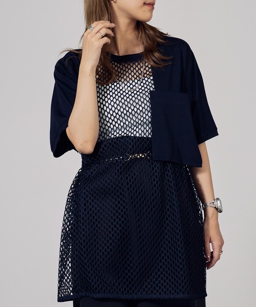 c/est（シーエ）の「c/est/シーエ RITA メッシュトップス 秋物 秋服 2026年秋冬（Tシャツ/カットソー・レディース・ネイビー・FREE）」の15枚目の写真