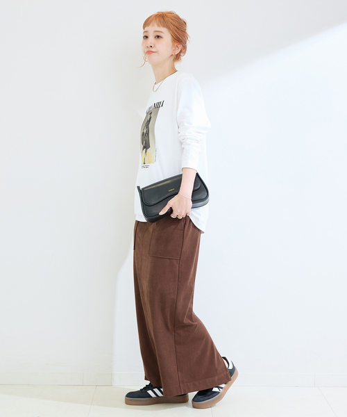 B.C STOCK（ベーセーストック）の「手洗い可 / ポリエステルスエードIラインスカート（スカート・レディース・ブラウン・FREE）」の4枚目の写真