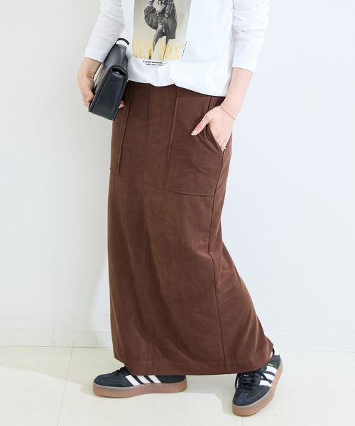 B.C STOCK（ベーセーストック）の「手洗い可 / ポリエステルスエードIラインスカート（スカート・レディース・ブラウン・FREE）」の13枚目の写真