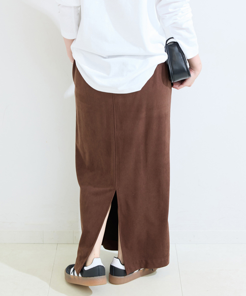 B.C STOCK（ベーセーストック）の「手洗い可 / ポリエステルスエードIラインスカート（スカート・レディース・ブラウン・FREE）」の12枚目の写真