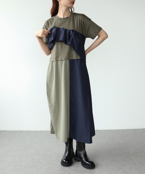 Cepica（セピカ）の「【MARECHAL TERRE / マルシャルテル】ラッフルフリルジョイントワンピース（ワンピース・レディース・カーキ/ブラック・FREE）」の2枚目の写真