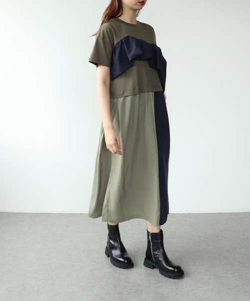 Cepica（セピカ）の「【MARECHAL TERRE / マルシャルテル】ラッフルフリルジョイントワンピース（ワンピース・レディース・カーキ/ブラック・FREE）」の13枚目の写真