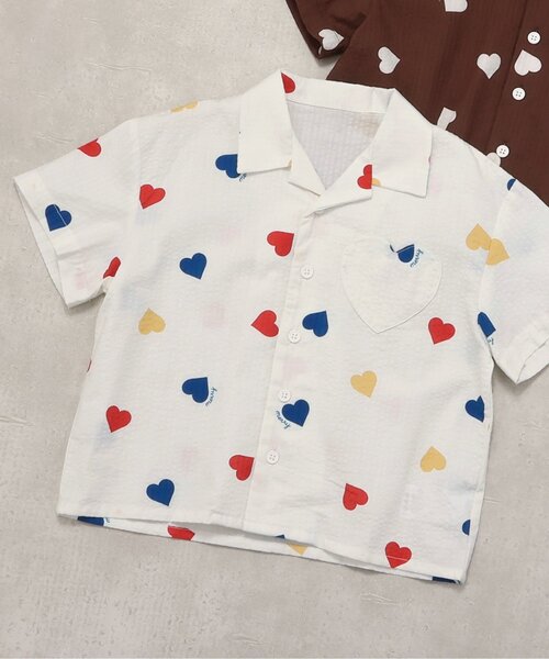 apres les cours(アプレレクール)の「【リンク】ハートポケットシャツ(シャツ/ブラウス・キッズ・アイボリー/ブラウン・80/90/100/110/120/130)」の2枚目の写真