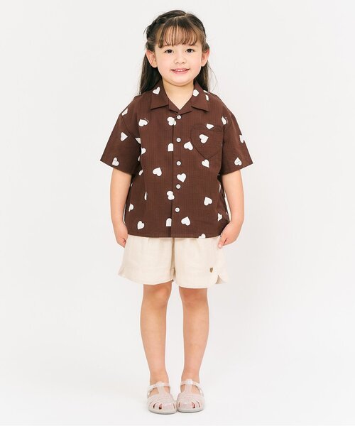 apres les cours(アプレレクール)の「【リンク】ハートポケットシャツ(シャツ/ブラウス・キッズ・アイボリー/ブラウン・80/90/100/110/120/130)」の3枚目の写真