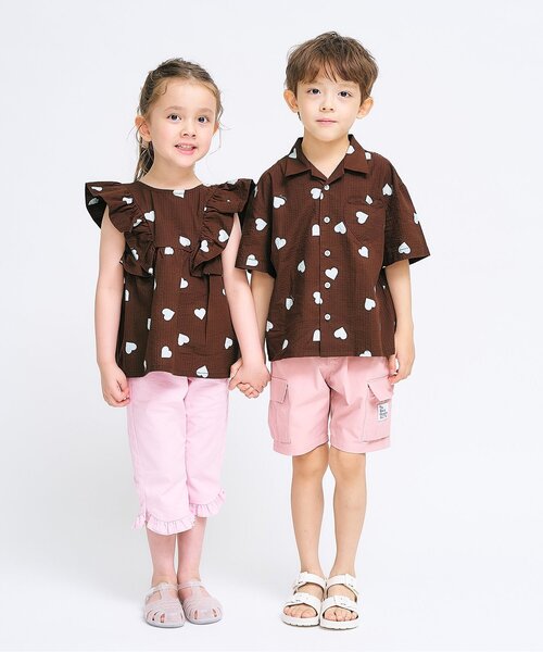 apres les cours(アプレレクール)の「【リンク】ハートポケットシャツ(シャツ/ブラウス・キッズ・アイボリー/ブラウン・80/90/100/110/120/130)」の15枚目の写真